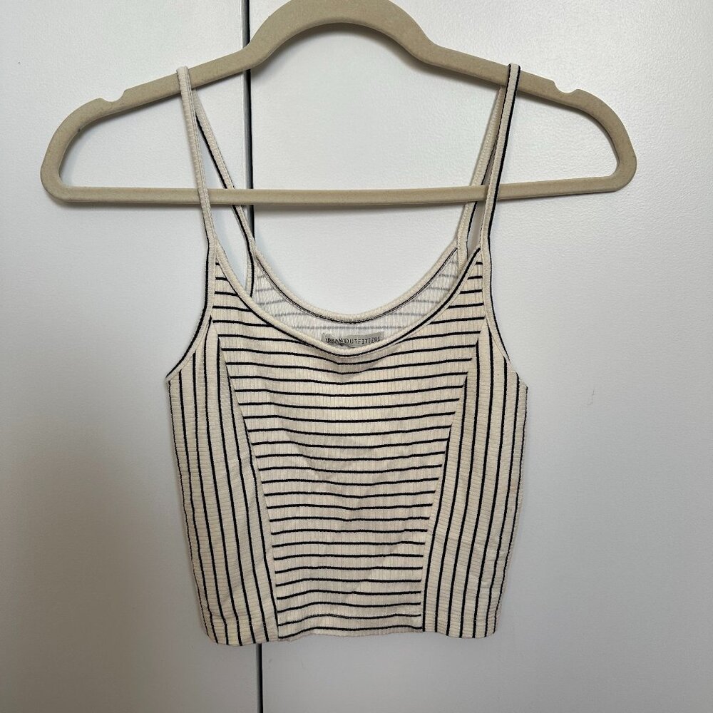 Urban Outfitters Striped Black and White Cropped Tank Top - Size S
